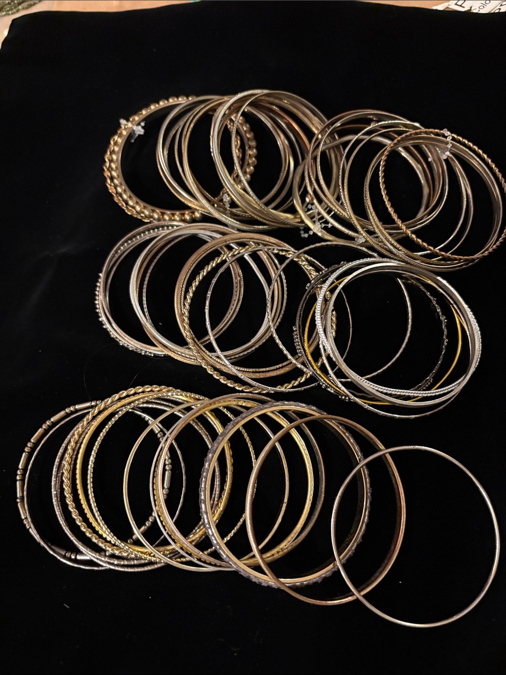 Set of Gold and Silver Women's Bangle Bracelets - Mixed Metal Stack 58